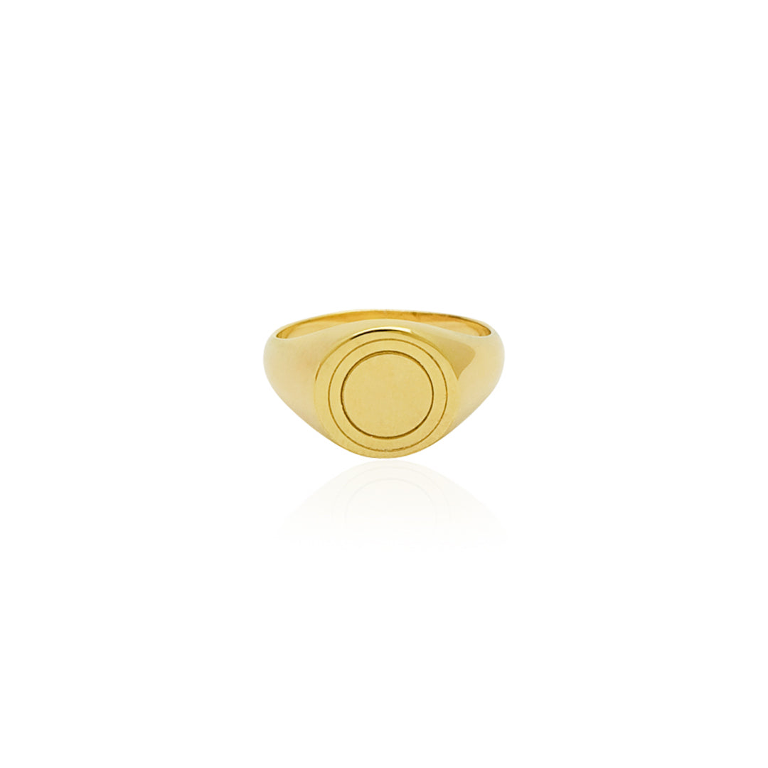 Halo Solid Signet Ring - Gold