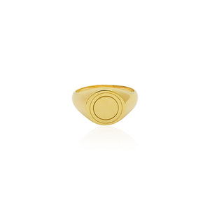 Halo Solid Signet Ring - Gold