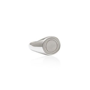 Recycled Sterling Silver Halo Signet Ring - Silver