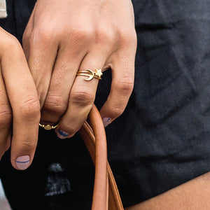 Star and Moon Stacked Rings - Gold