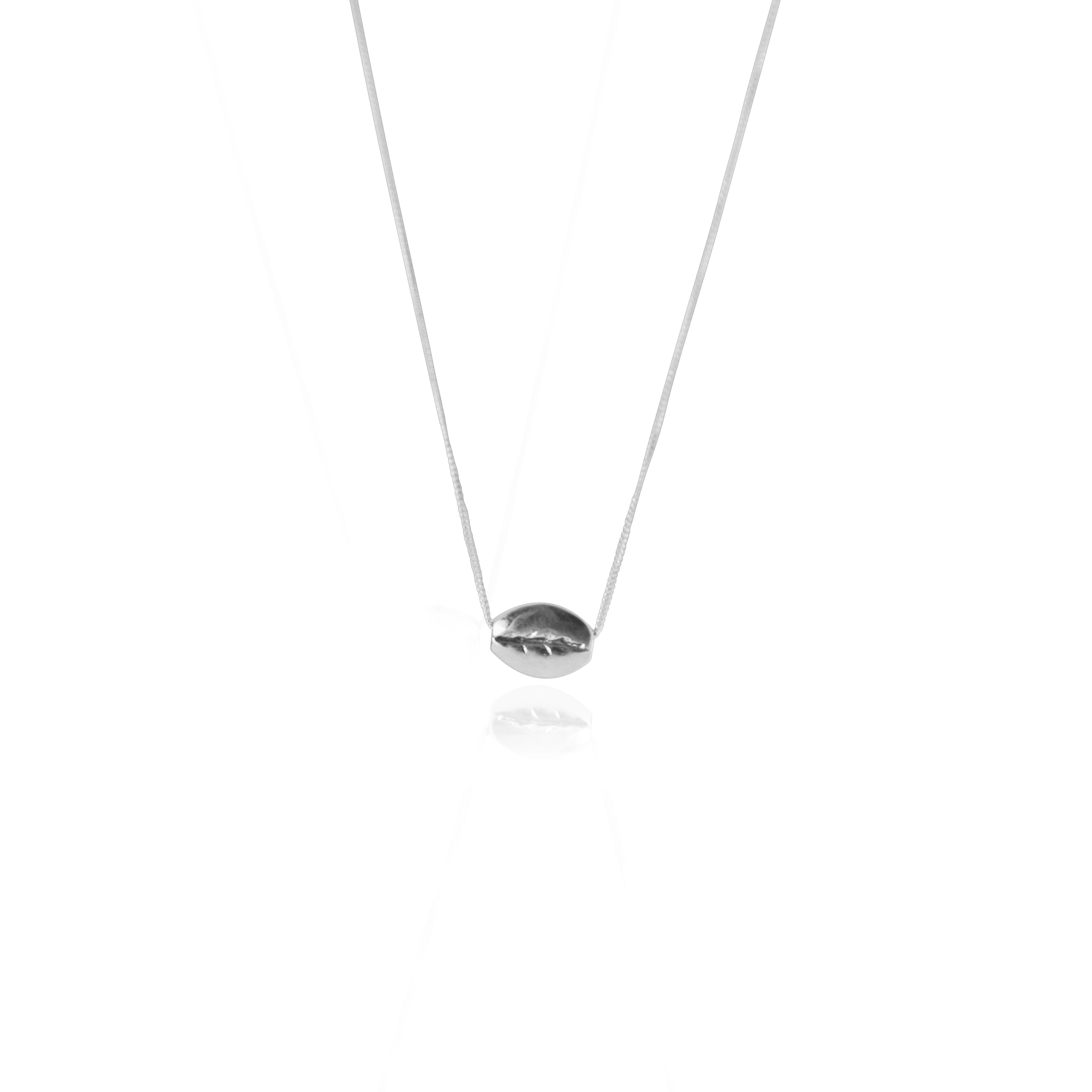 Coffee Bean Necklace Recycled Sterling Silver