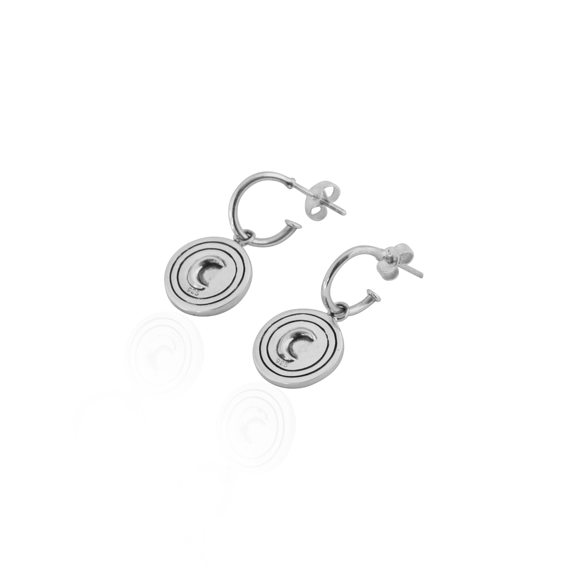 Berry and Moon Reversible Hoop Earrings Sterling Silver