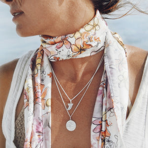 La Luna Rose x Goldfish Kiss Collaboration Hawaii Sunset Necklace Pendant - Silver