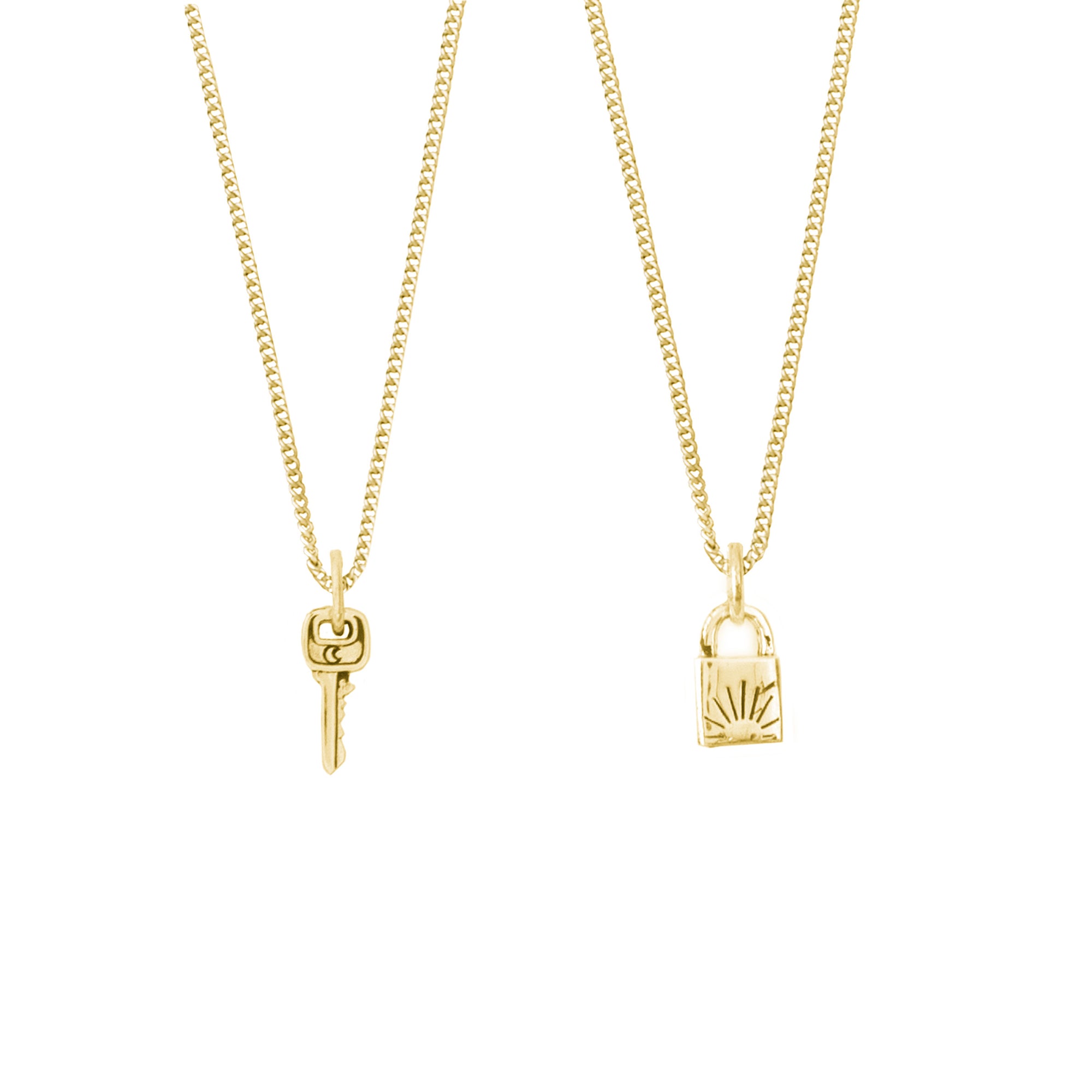 Lock & Key BFF Necklace SET - GOLD