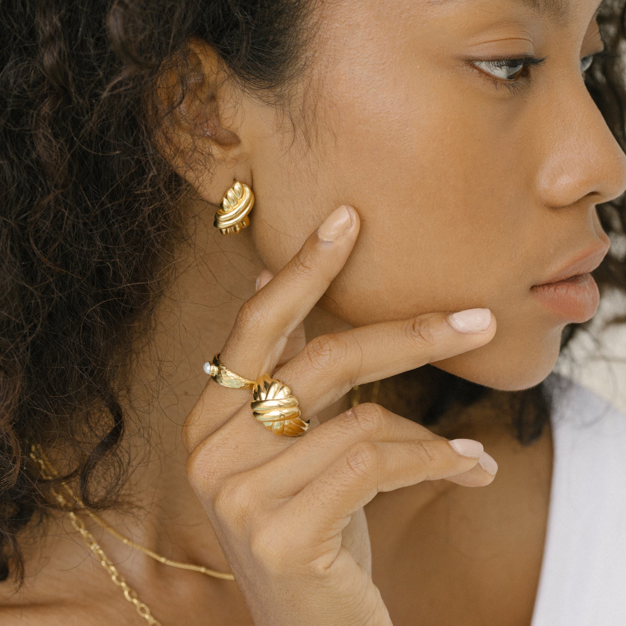 Tina Turner Plaited Earrings - Gold Sustainable Jewellery