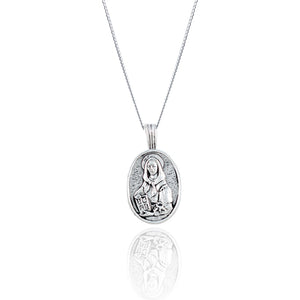 St Dymphna - Patron Saint of Anxiety Necklace - Silver
