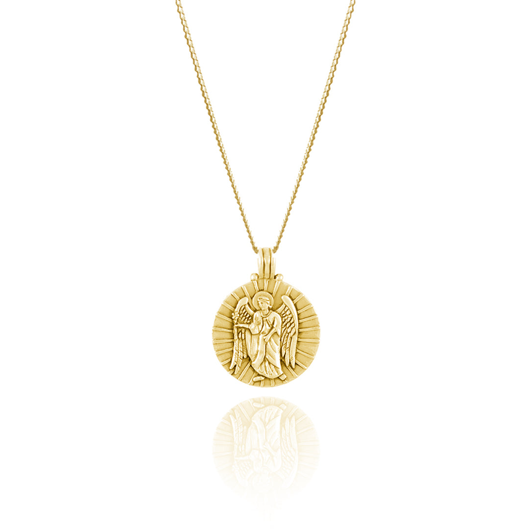 St Gabriel - Archangel Saint of Communication Necklace - Gold