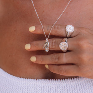 Mano Amiga Silver Hand Necklace inspired by Frida Kahlo Luna and Rose Jewellery