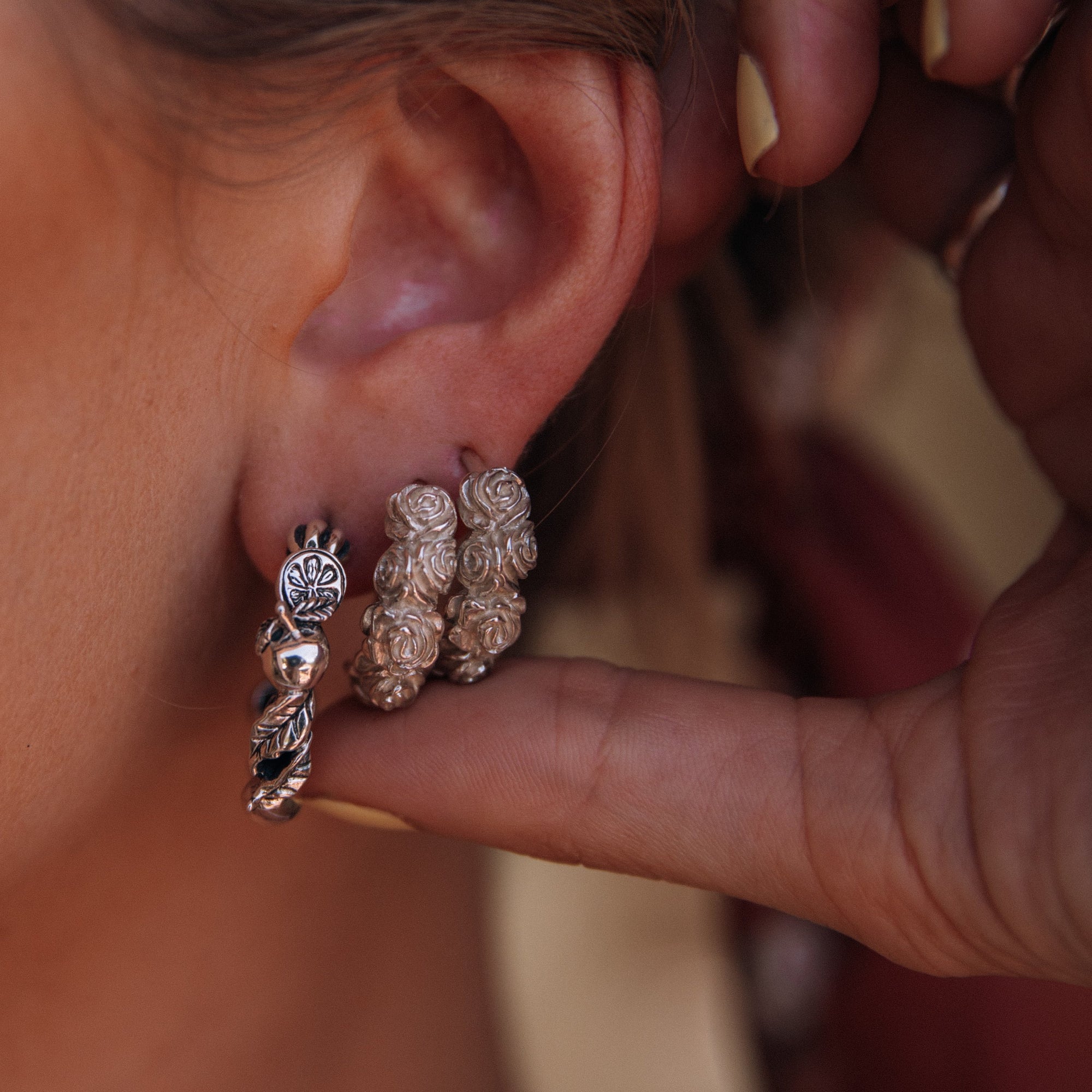 Rose Hoop Earrings inspired by Frida Kahlo Luna and Rose Jewellery