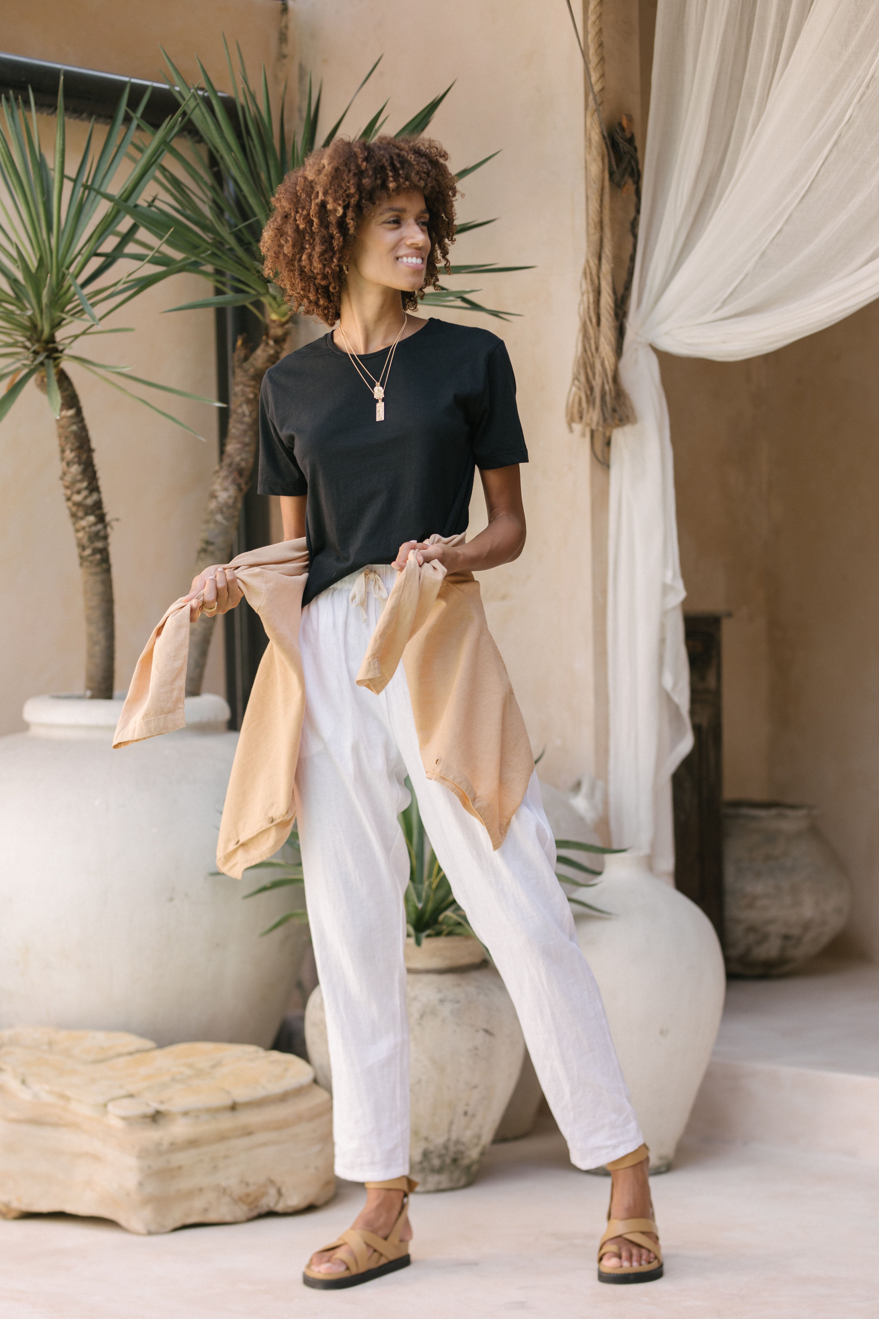 Luna & Rose Linen FRANKIE PANTS - Coconut White