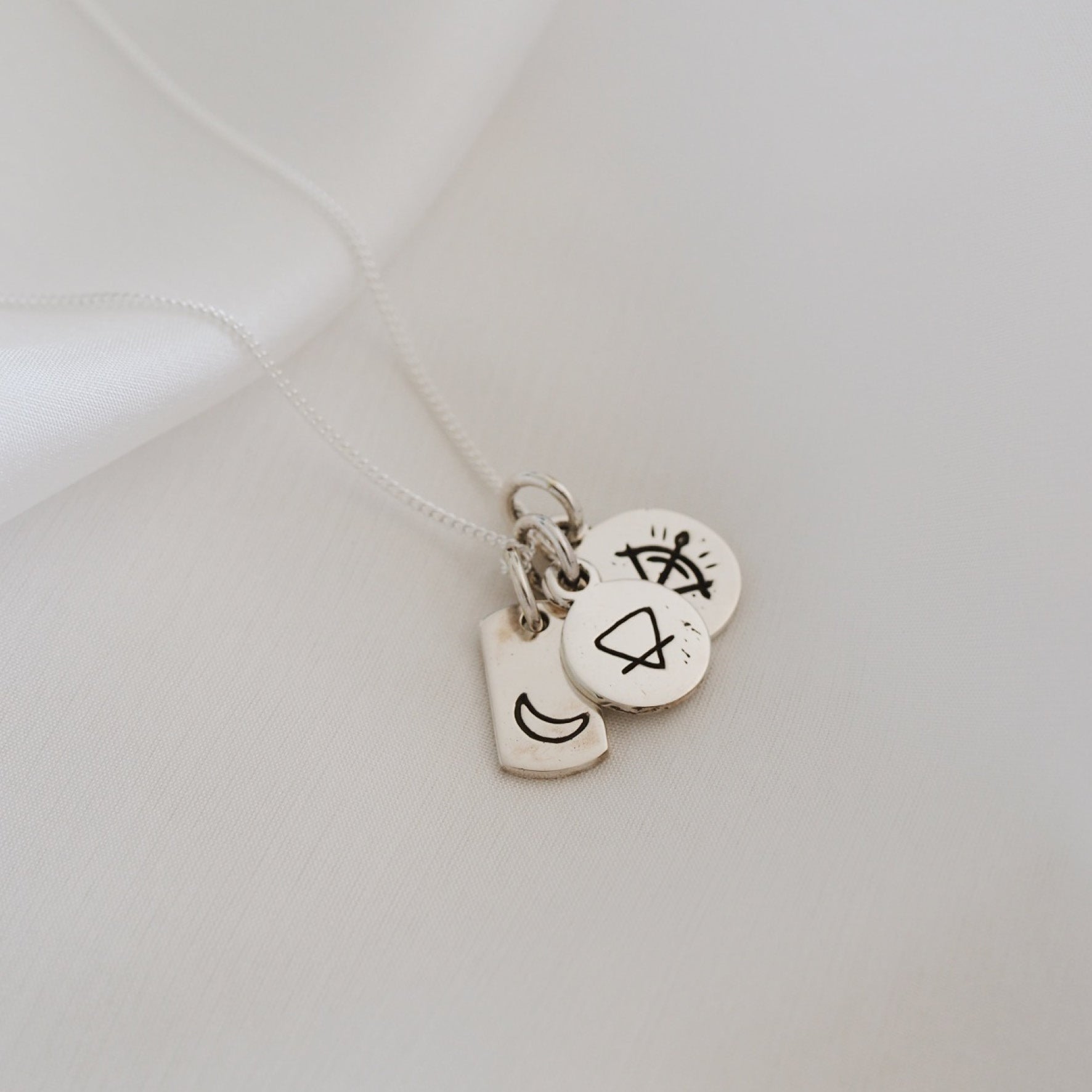 Mini Moon Rectangle Charm - Recycled Silver