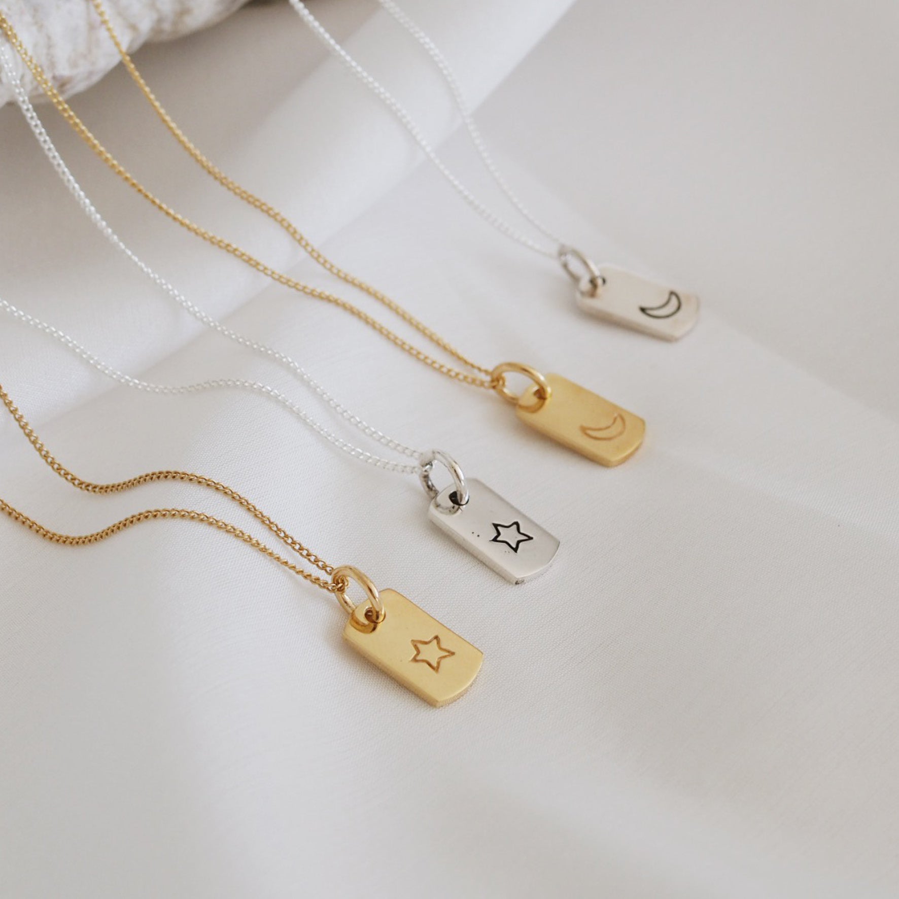 Mini Moon Rectangle Charm - Gold