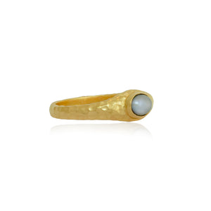 Pia Single Pearl Ring Recycled Silver Gold