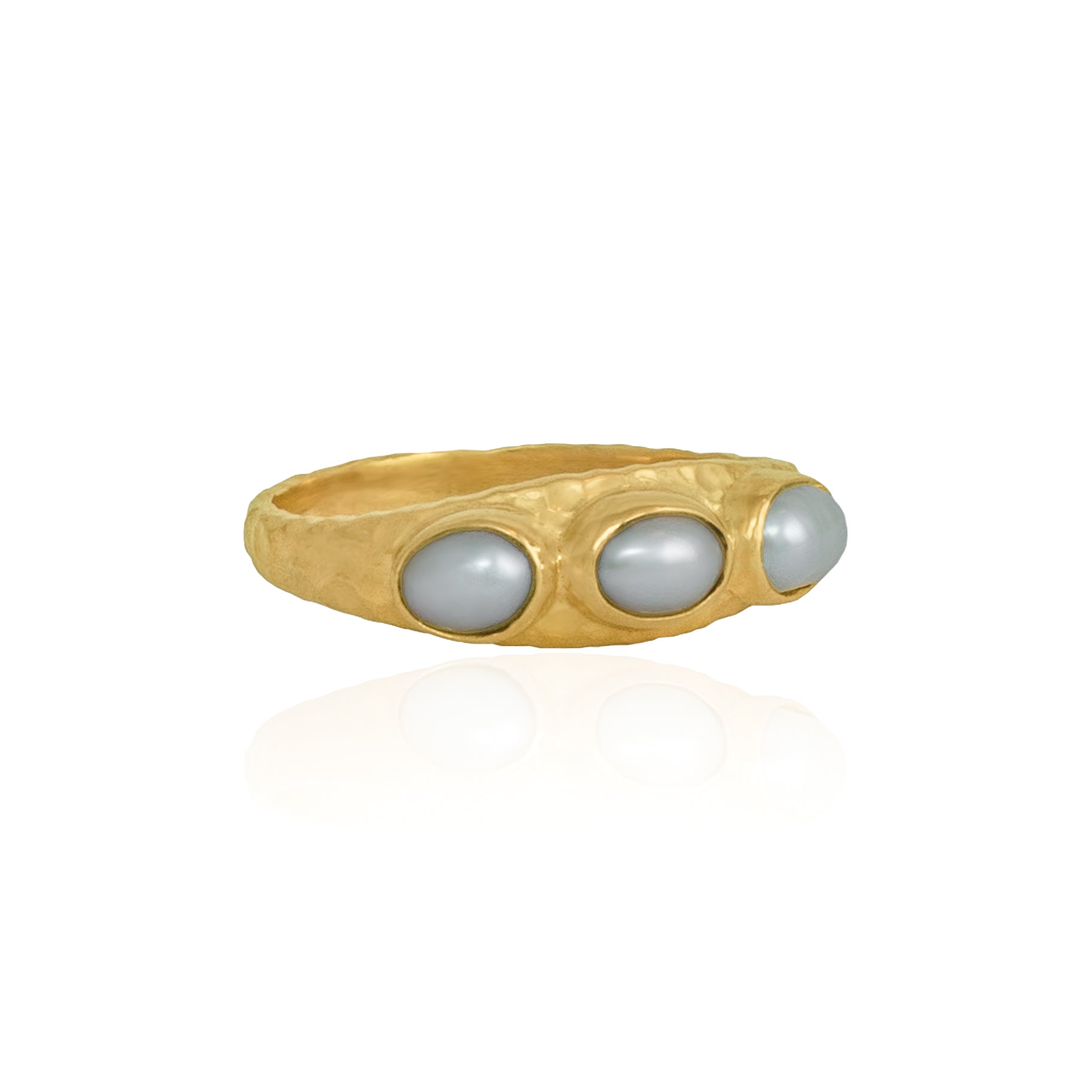 Polly Triple Pearl Inset Ring Luna Rose