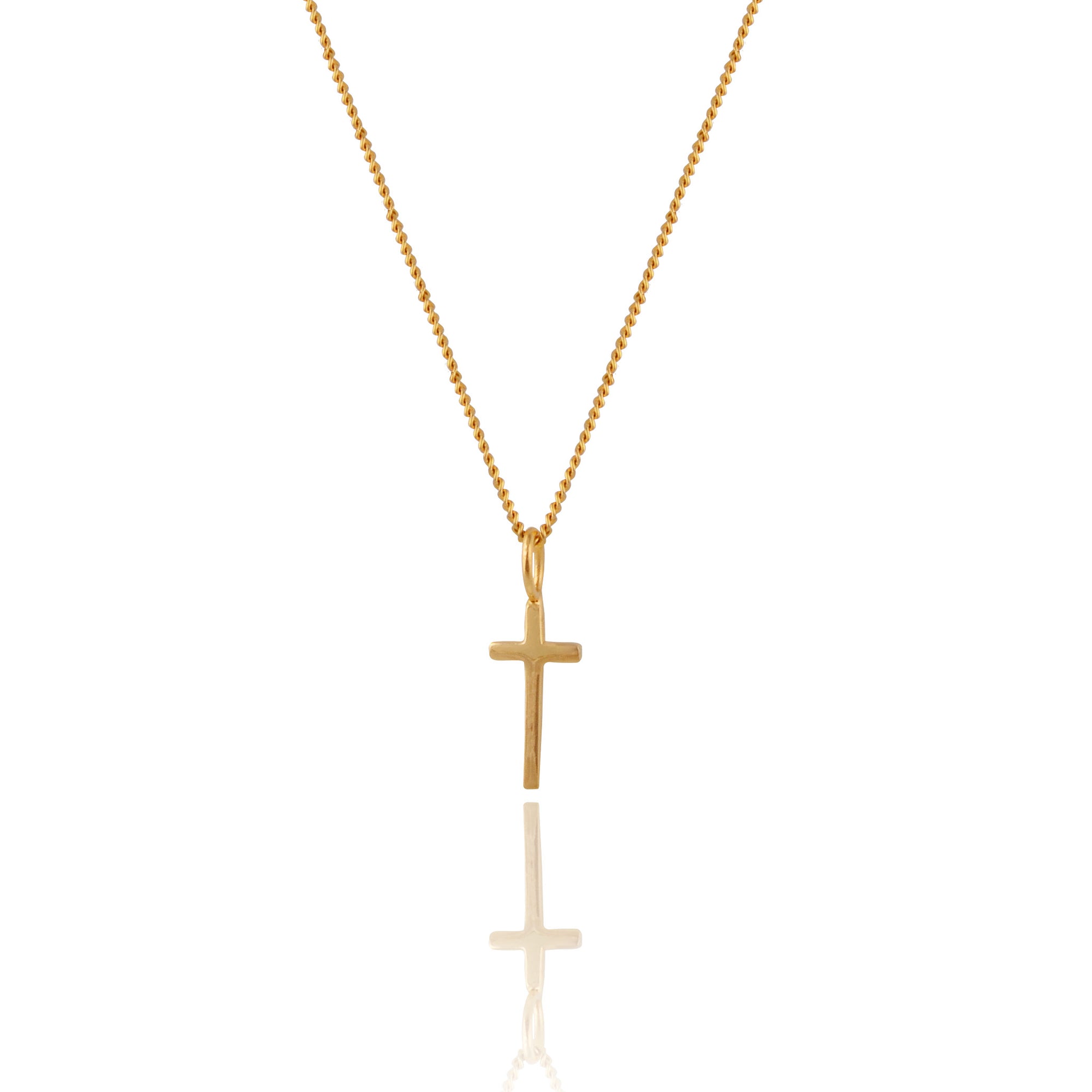 Mini Madonna Cross Charm Necklace - Gold