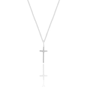 Mini Madonna Cross Charm Necklace - Silver