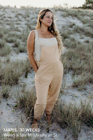 Cinnamon Plant Dyed Linen Overalls Pregnant