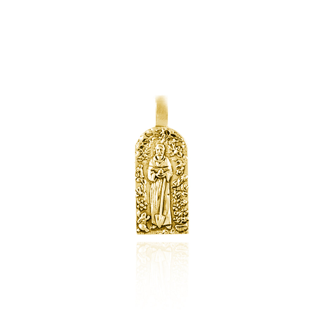 St Fiacre - Patron Saint of Gardening - CHARM ONLY - Gold