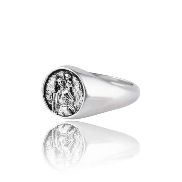 Saint Christopher Polished Signet Ring
