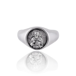 St John Patron Saint of Friendships & Love Signet Ring - Silver