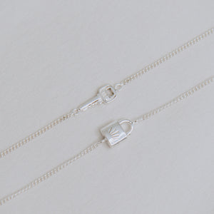 Lock & Key BFF Necklace SET - Silver