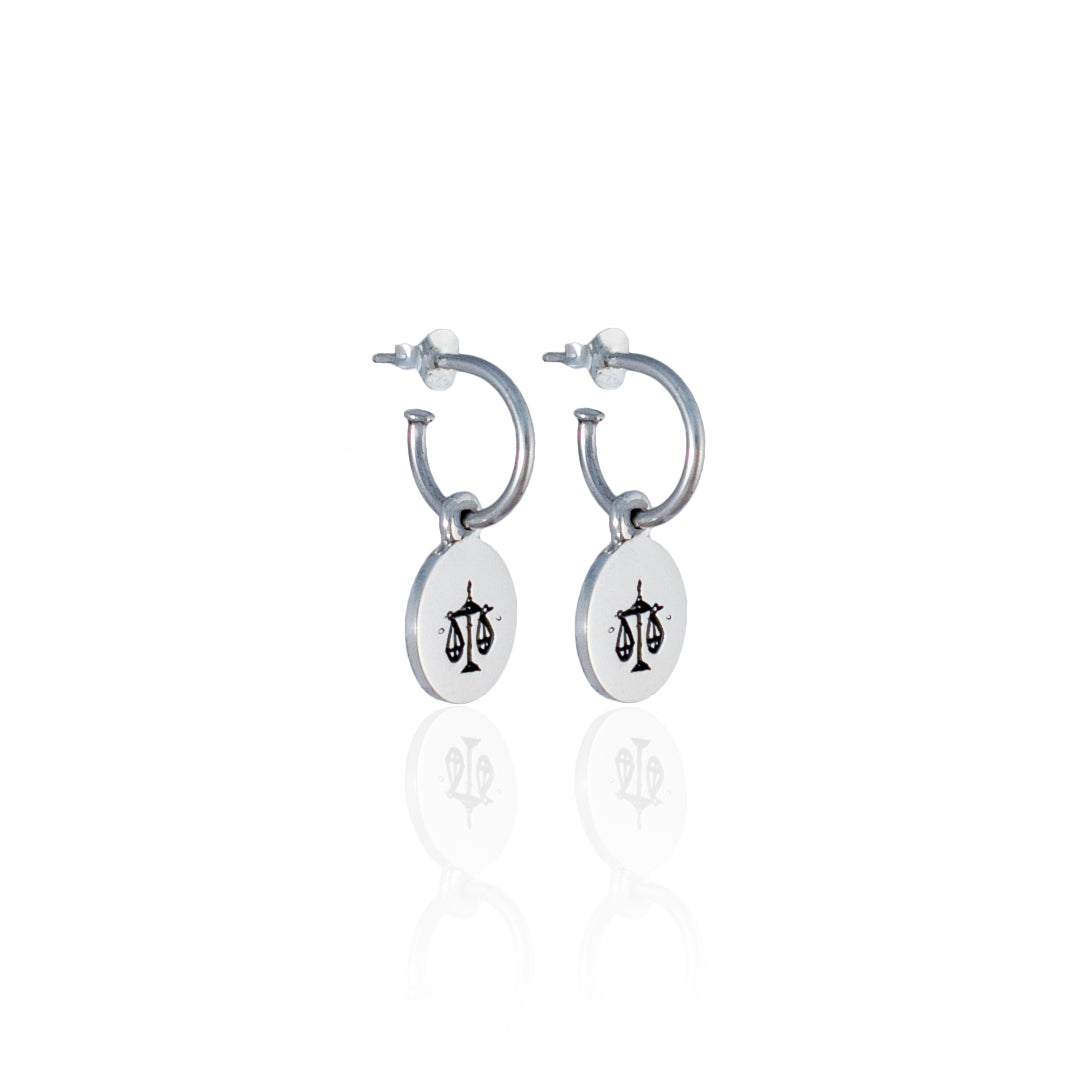 Leo Mini Zodiac Hoops - Silver