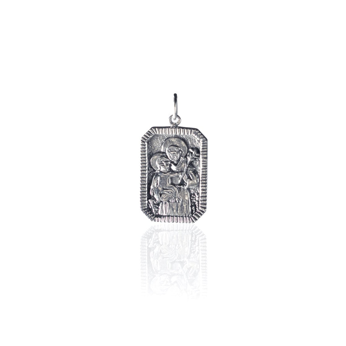Saint Anthony silver pendant in white background